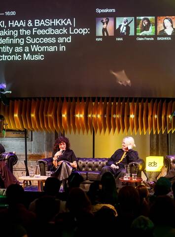anel discussion at the Amsterdam Dance Event 2025 featuring female artists sharing insights on success and identity in electronic music